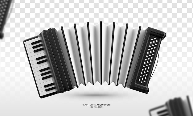 PSD festa junina sao joao accordion instrument 3d render isolated