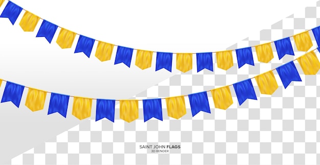 Festa junina sao joao flags 3d render isolated