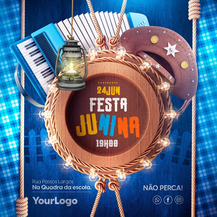 Festa junina social media-sjabloon met bewerkbare tekst brazilië