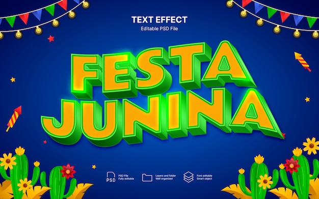 PSD Текстовый эффект festa junina