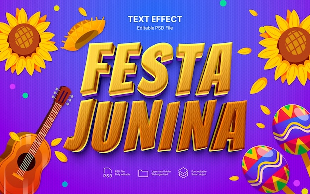 PSD Текстовый эффект festa junina