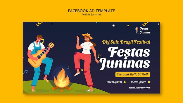 PSD festas juninas celebration facebook template