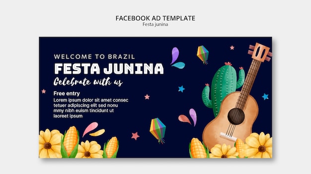 PSD Шаблон facebook для празднования festas juninas