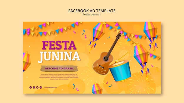 Festas juninasお祝いfacebookテンプレート