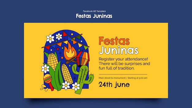 Festas juninas celebration facebook template