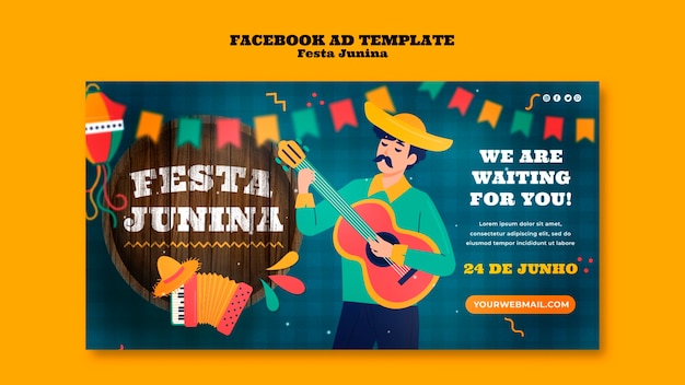 PSD festas juninas celebration facebook template