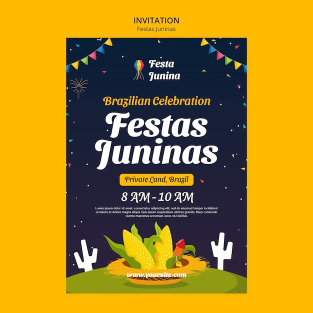 festas juninas celebration invitation template