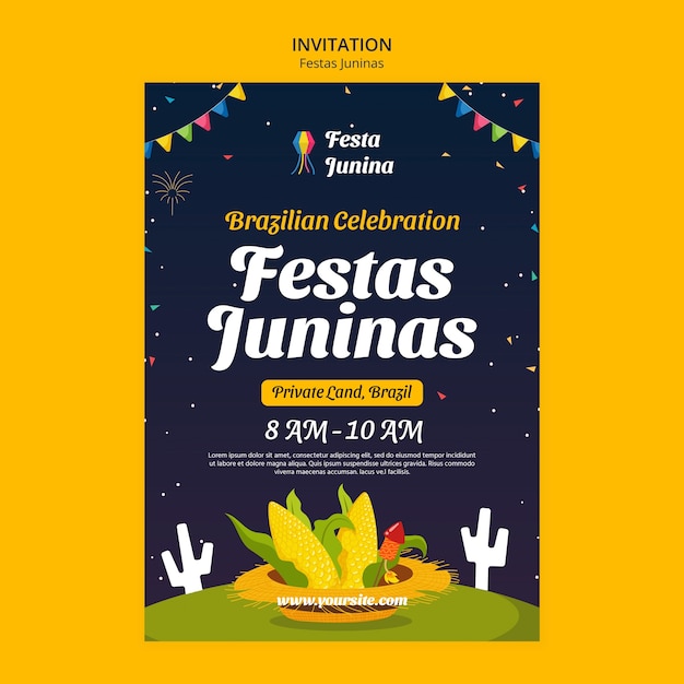 Шаблон приглашения на празднование festas juninas