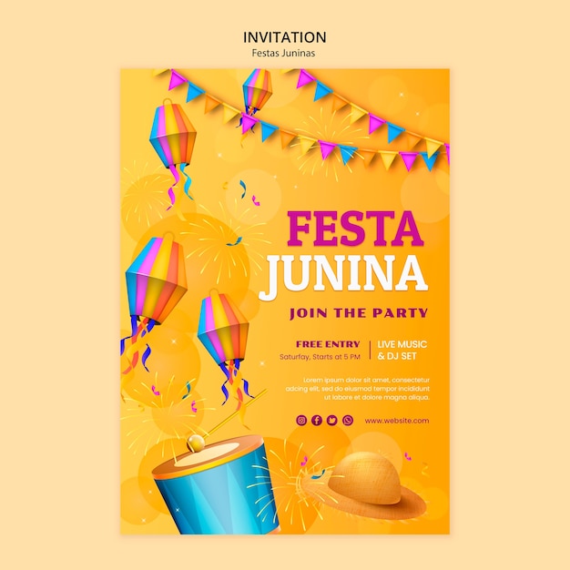 PSD festas juninas 축하 초대장 템플릿