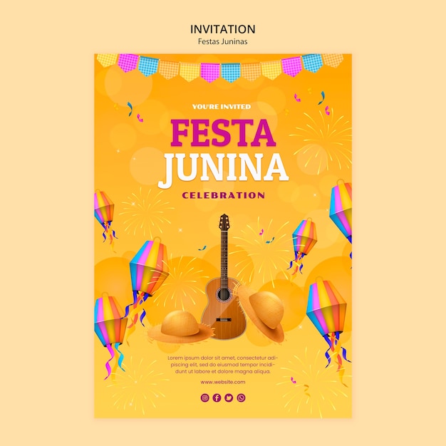 PSD festas juninas 축하 초대장 템플릿