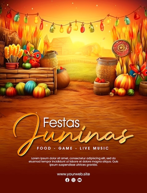 Festas juninas 축하 포스터 템플릿