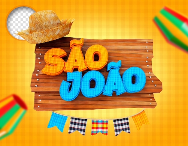 Festas juninas de sao joao brasil реалистичный 3d-рендеринг для кампании