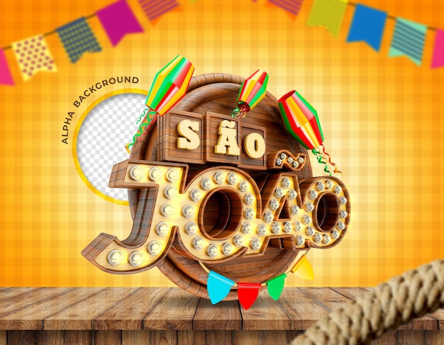 PSD festas juninas de sao joao brazil реалистичный 3d-рендеринг