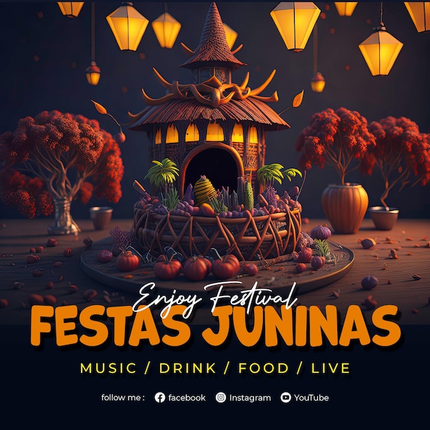 festas juninas poster template