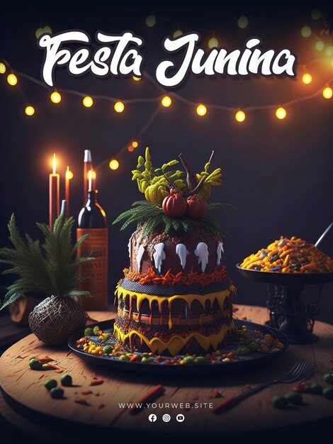 Festas Juninas vertical poster template