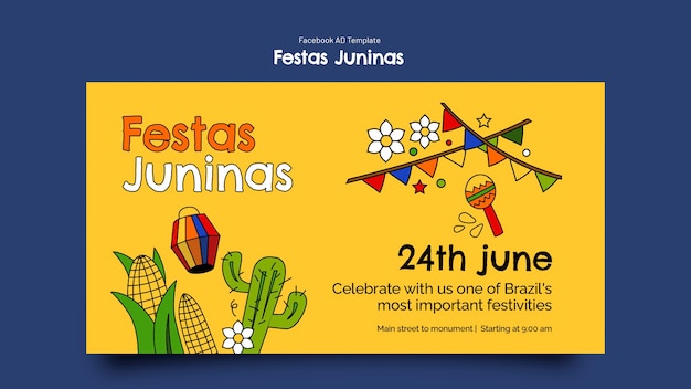 Festas juninas viering facebook-sjabloon