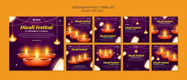 PSD post su instagram per celebrare il festival delle luci