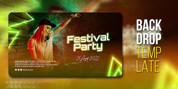 PSD modello di banner per social media psd per feste di festival