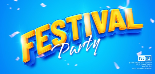 Festival party with custom text editable 3d style text effect