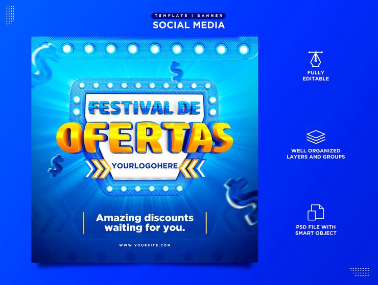 Festival van aanbiedingen social media template productpromotie
