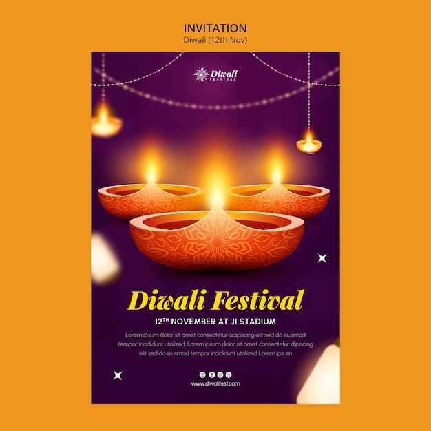 Festival van lichten viering uitnodiging sjabloon