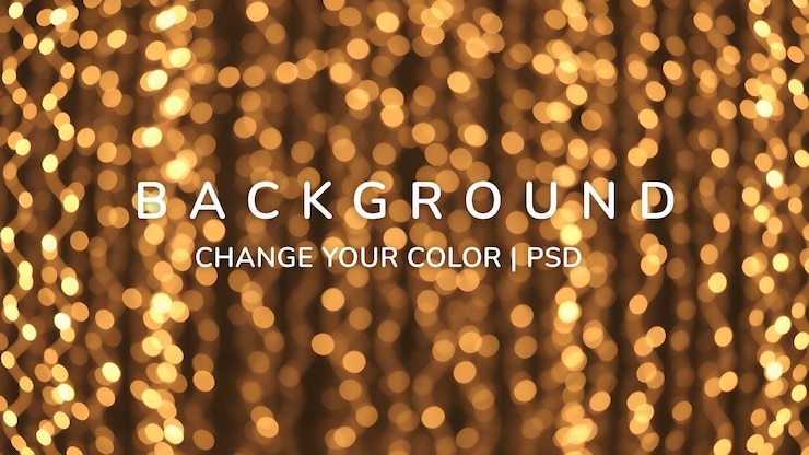 PSD festive abstract background with gold bokeh lights