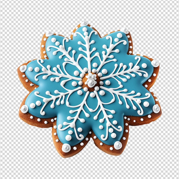 Праздничное голубое имбирное печенье и украшение, изолированное на прозрачном фоне