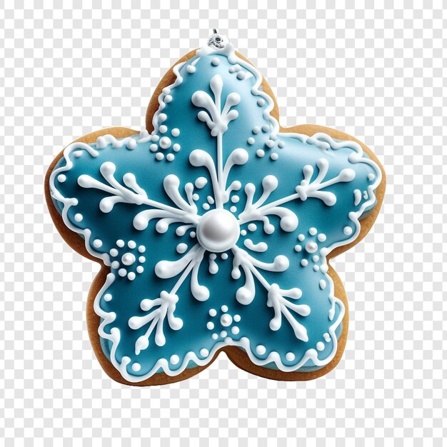 PSD festive blue gingerbread cookie and decoration isolated on transparent background