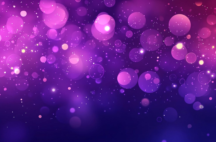 PSD festive blue purple golden luminous background with colorful lights bokeh