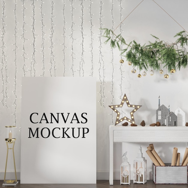 Festive empty canvas template mockup