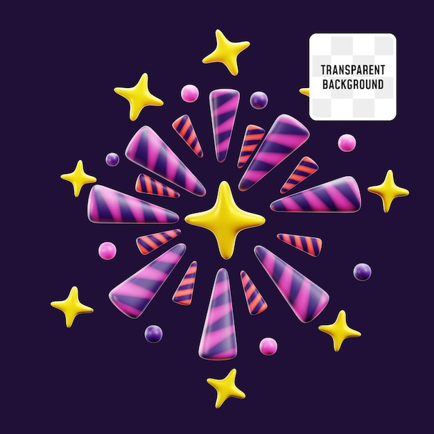 festive firework bursting and sparkling to celebrate happy new year party event 3d icon illustration design