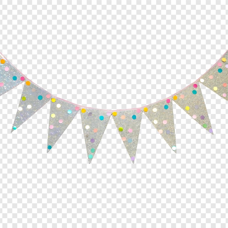 PSD festive glitter banner garland with colorful confetti