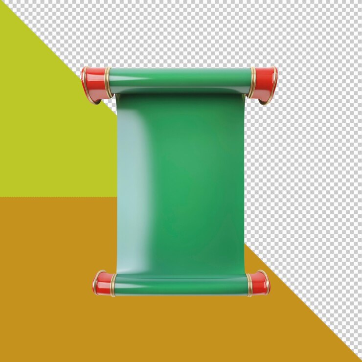 PSD festive green scroll with red accents