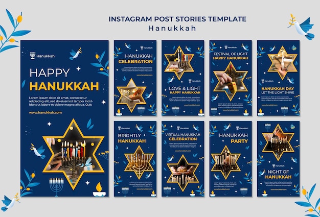 Festive hanukkah social media stories