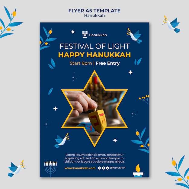 Festive hanukkah vertical print template