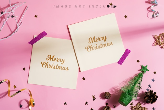 Festive holiday corner frame with mockup cards