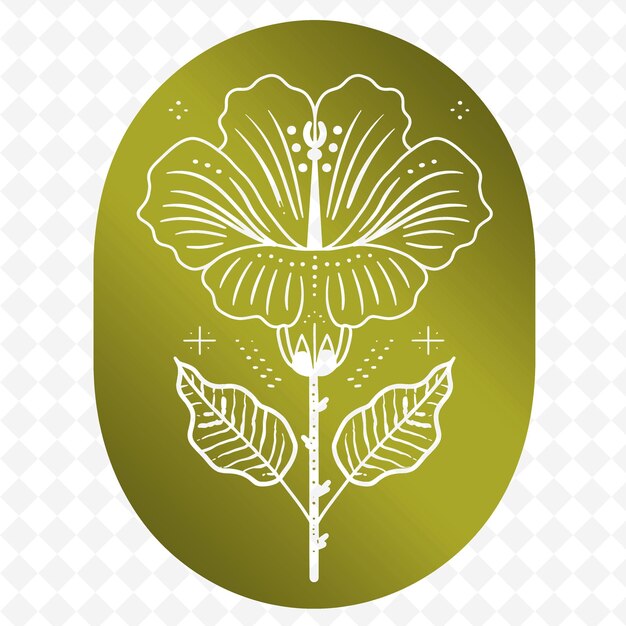 PSD festive hollyhock logo met decorative pet creatief vector design van nature collection