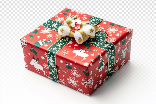 Festive New Year Gift Box with Holiday Wrapping Design