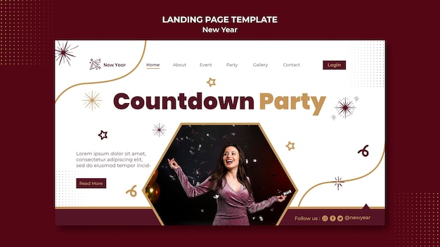 Festive new year landing page template