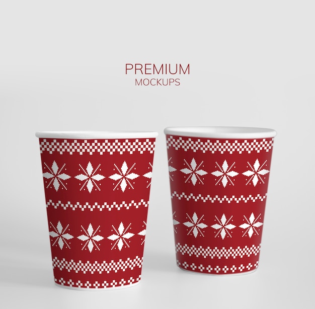 Festive paper cup design mockup