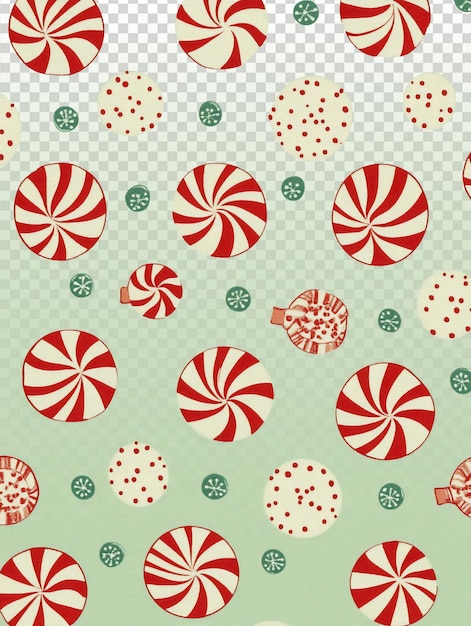 festive peppermint candies and holly berries on soft green background
