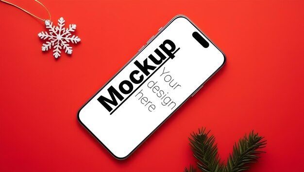 festive smartphone mockup on vibrant red backdrop