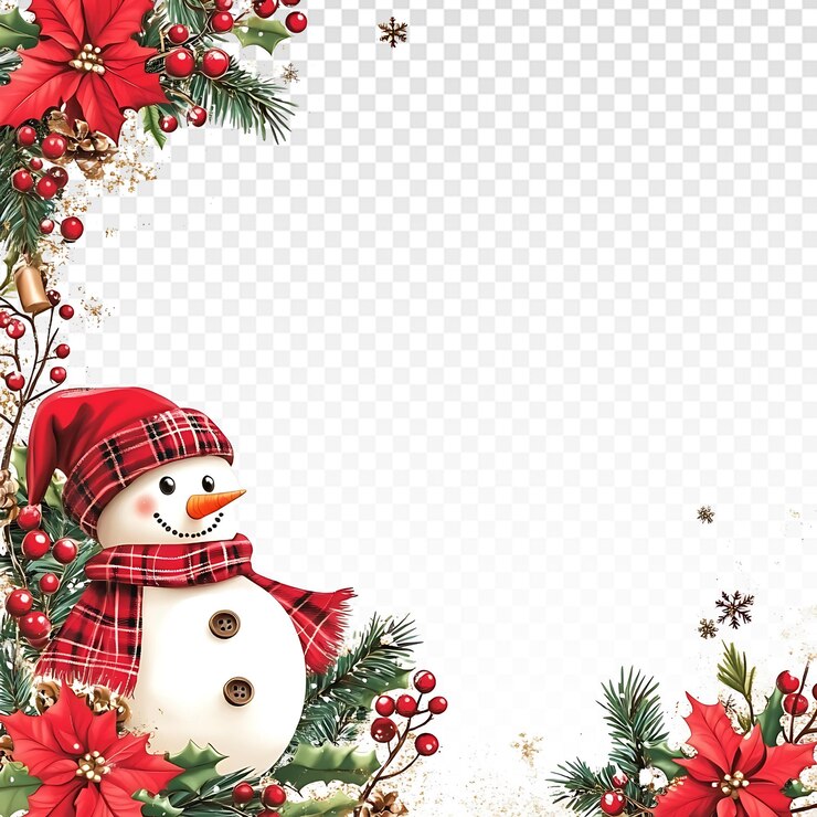 PSD festive snowman border with christmas copy space