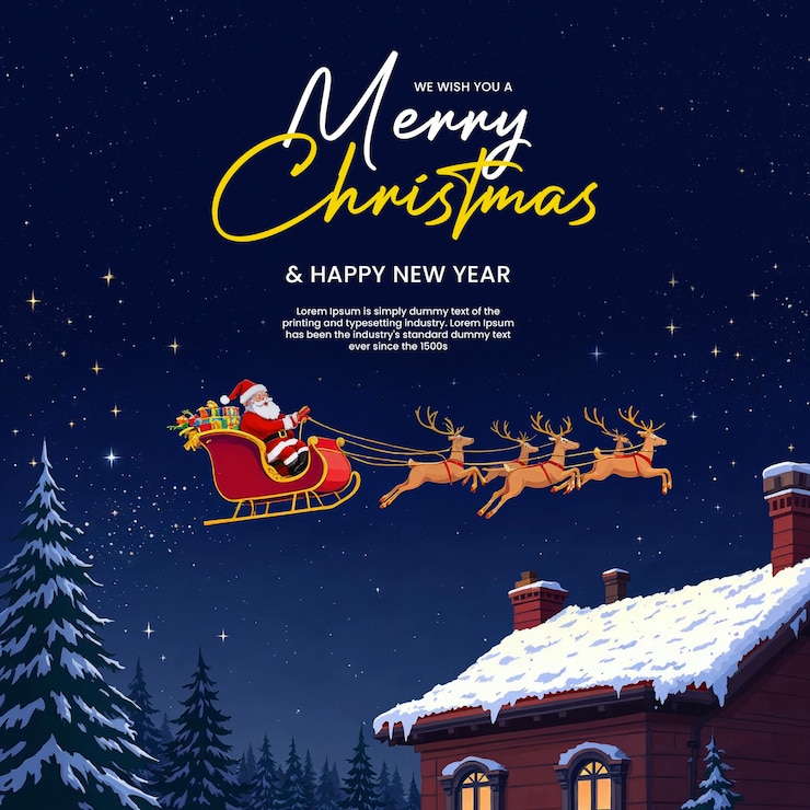 PSD festive vrolijke kerstmis en nieuwjaar vakantie vector poster banner design download