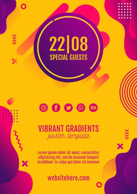 Festiwal muzyki żółty plakat szablon