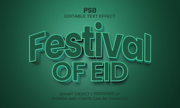 PSD festoval of eid 3d-teksteffectsjabloon