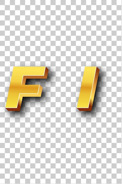 PSD fi 로고 금색 아이콘 고립된 색 배경 투명