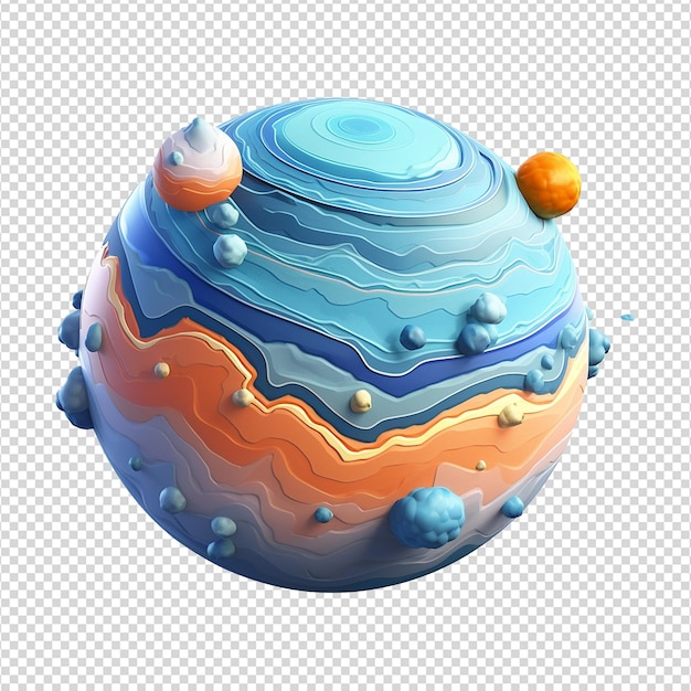 PSD fictional 3d cartoon planets isolated on transparent background