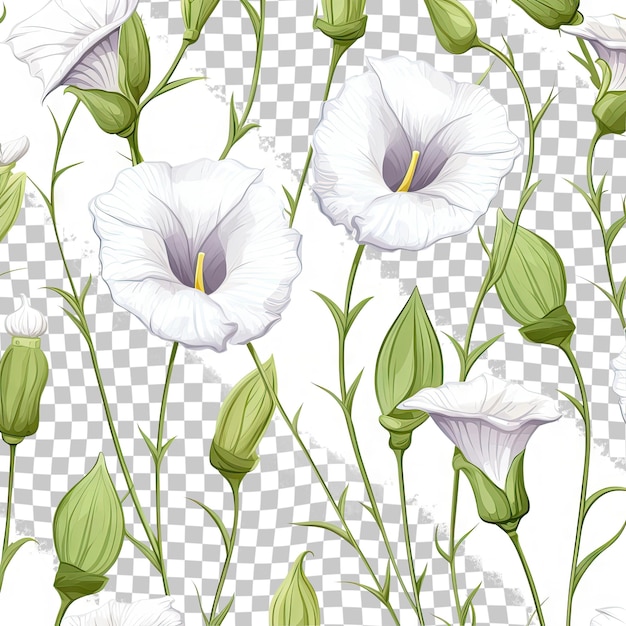 PSD field bindweed seamless pattern isolated on transparent background