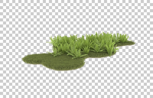 透明な背景に芝生のフィールド。 3 d レンダリング - イラスト